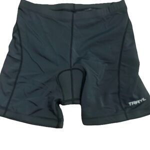 Trayl Mens Size Small Black Nylon Stretch Padded Compression Cycling Bike Shorts